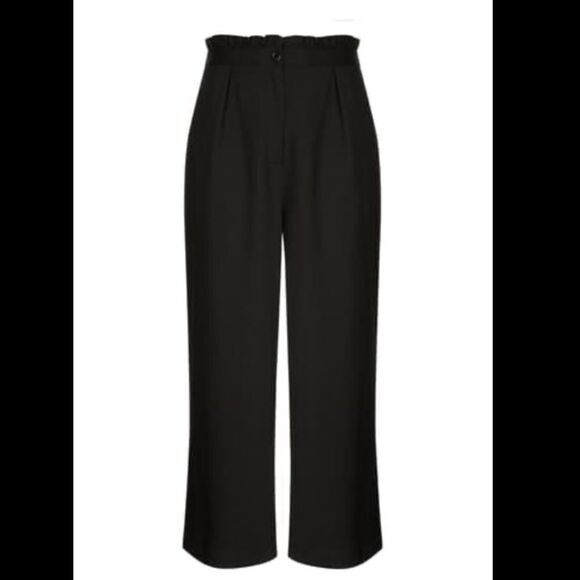 City Chic Ruffle-waist Cropped Pants In Black - Picture 5 of 7